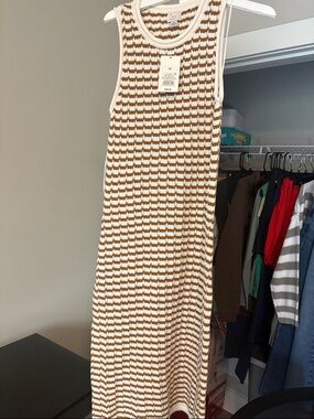 a new day Cream & Brown Striped Knit Maxi Skirt